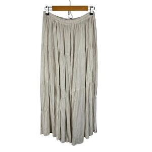 Woven Linen Boho Maxi Skirt Small Nature Earthy Fairy Cottage Pleated Vintage